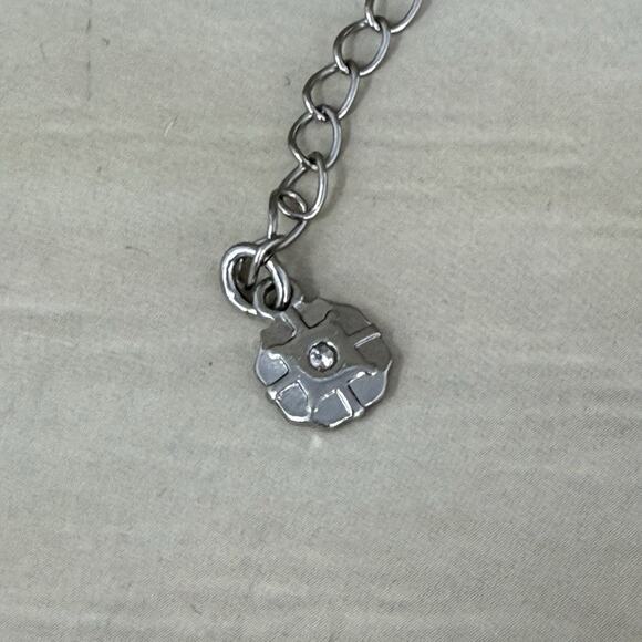 Vintage Monet Silver Tone Marcasite and Rhinestone Scroll Statement Necklace - Picture 6 of 10